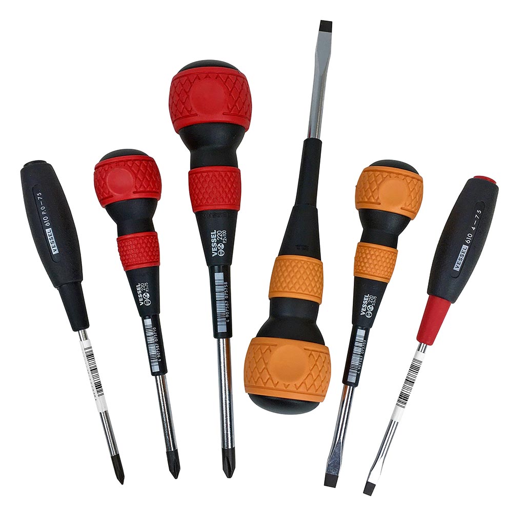 VESSEL 5 pieces Cushion Grip Phillips Screwdriver 0X75 610-0-75 Made in Japan 