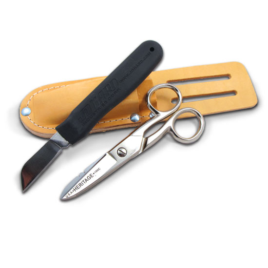 Cable Splicer Kit with Knife, Electrician's Scissors, and Leather