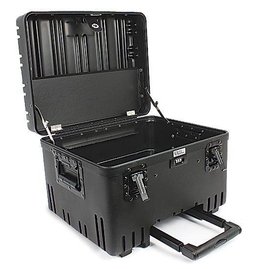 10-inch Roto-Max Military-Grade Wheeled Tool Case, Black, Open View
