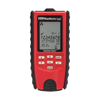 VDV MapMaster 3.0 Cable Tester combines continuity testing, mapping, generating tones and length measurement functions into a single easy-to-use unit for installation, troubleshooting, and maintenance for telco, network, or coax cable.