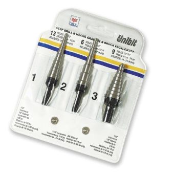 Unibit Step Drill Bit Set, 3pcs.