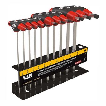 Klein Ball End T-Handle SAE 10 pc Hex Set with Stand