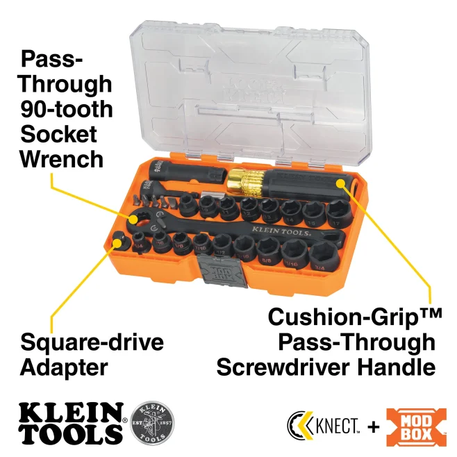 Klein 3/8" SAE/Metric Impact Pass-Through Socket Set