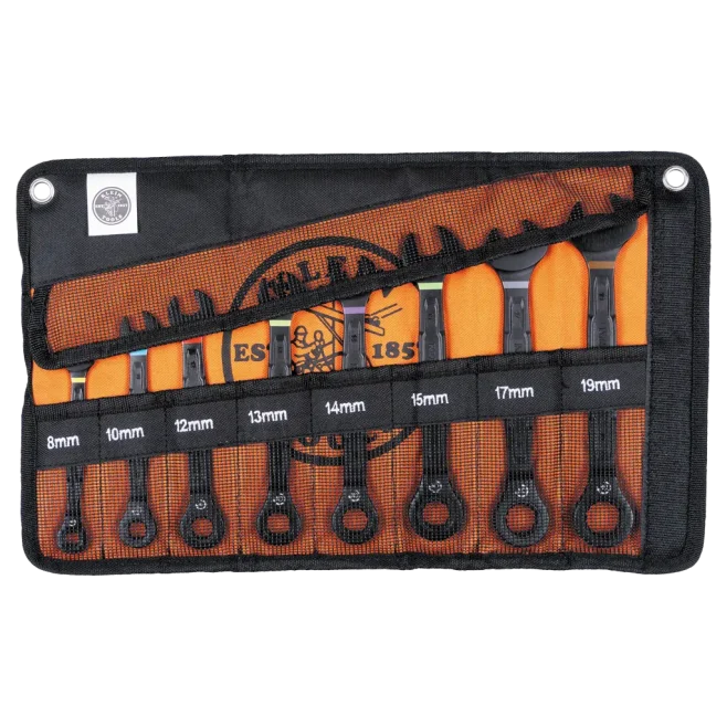 Klein 8pc Metric Ratcheting Wrench Set 8mm-19mm
