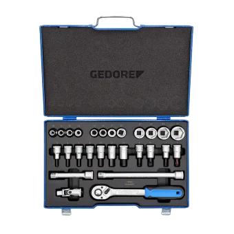 Gedore 1/2" Dr Metric Socket Set with Hex Bits