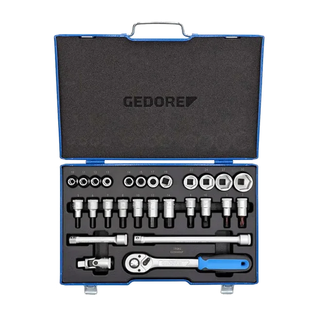Gedore 1/2" Dr Metric Socket Set with Hex Bits