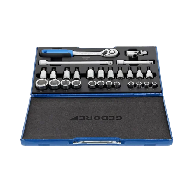 Gedore 1/2" Dr Metric Socket Set with Hex Bits