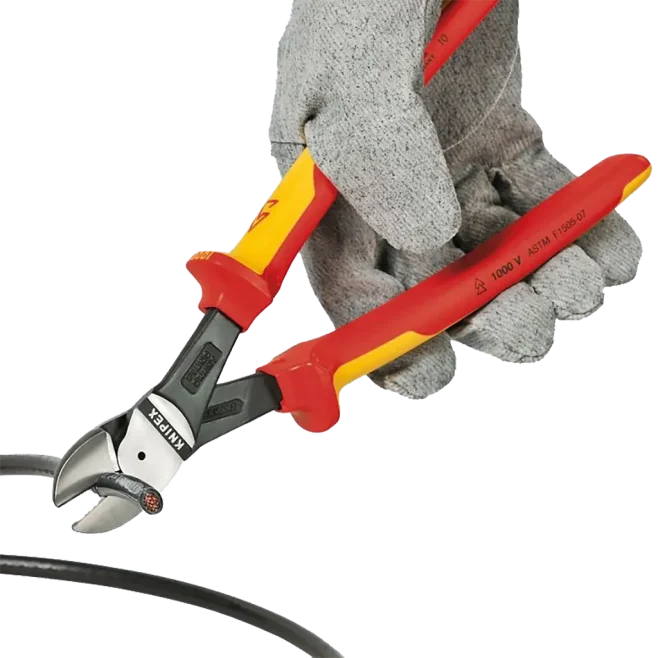 Knipex 7" 1000V Insulated Semi Flush Side Cutter - Image 3