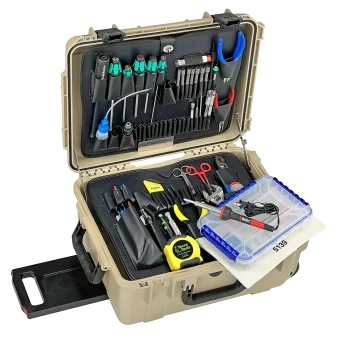 Biomedical Repair Tool Kit in 8" PWLT Lifetime Warranty Wheeled Desert Tan Tool Case
