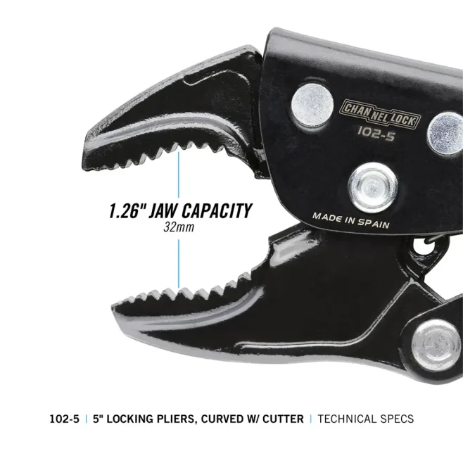Channellock 5 inch Curved Jaw Locking Pliers with Cutter