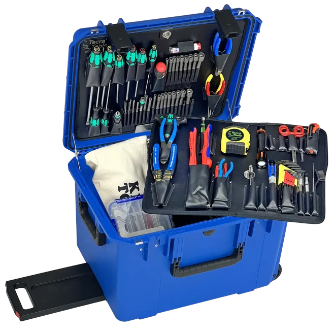 Master Tech Biomedical Repair Tool Kit in PWXB 14" Blue Wheeled Tool Case