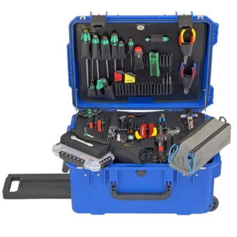Inch/Metric Field Service Tool Kit in 11 Inch Lifetime Warranty Wheeled Blue Tool Case featuring Lifetime Warranty tools from premiere USA and European brands like Klein, Wiha, Wera, Bondhus, Weller and more