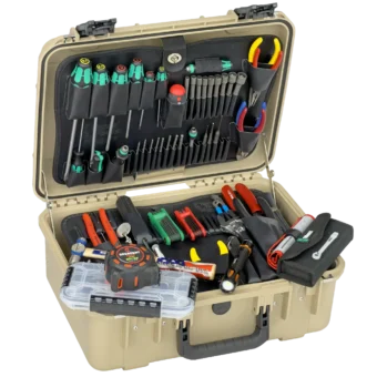 Ultra Pro Field Service Tool Kit in 7 Inch Lifetime Warranty Hard-Sided Tan Tool Case featuring premium USA and European tool brands Wera, Wiha, Knipex, Klein, Channellock, Jonard, Bondhus and more