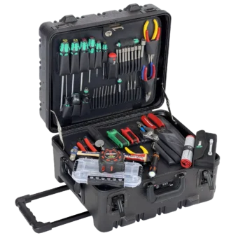 Ultra Pro Field Service Tool Kit in 9 Inch Wheeled Super-Duty Black Tool Case featuring premium USA and European tool brands Wera, Wiha, Knipex, Klein, Channellock, Jonard, Bondhus and more