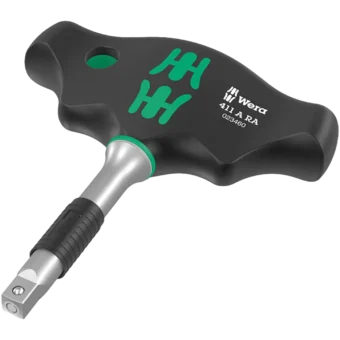 Wera 411 A RA Rapidaptor Ratcheting 1/4 Inch Square Socket T Handle