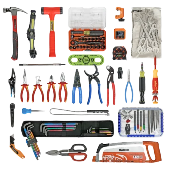 Master HVAC Technician Tool Kit (Tools Only) featuring lifetime warranty tools and testers from USA and European brands like Wera, Wiha, Knipex, Channellock, Klein and more